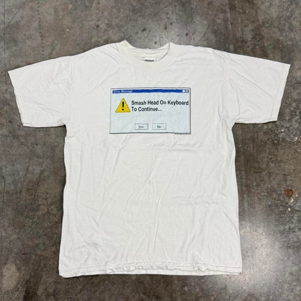 Y2K "Smash Head On Keyboard" Tech gag‎ tee